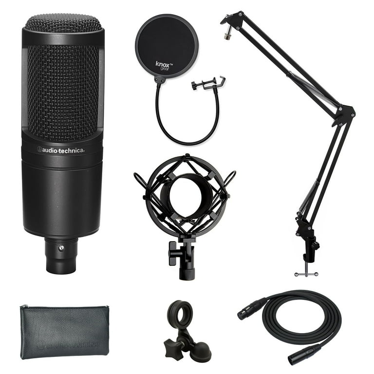Audio-Technica AT2020 Microphone Set: Filter, Boom Arm, Cable