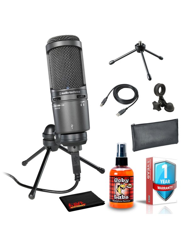 Audio-Technica AT2020USB+ Cardioid Condenser USB Microphone +Pouch, 6Ave Cleanin