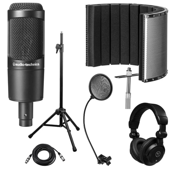 Audio-Technica AT2035 Cardioid Condenser Side-Address Microphone, with Vocal Recording Setup Kit