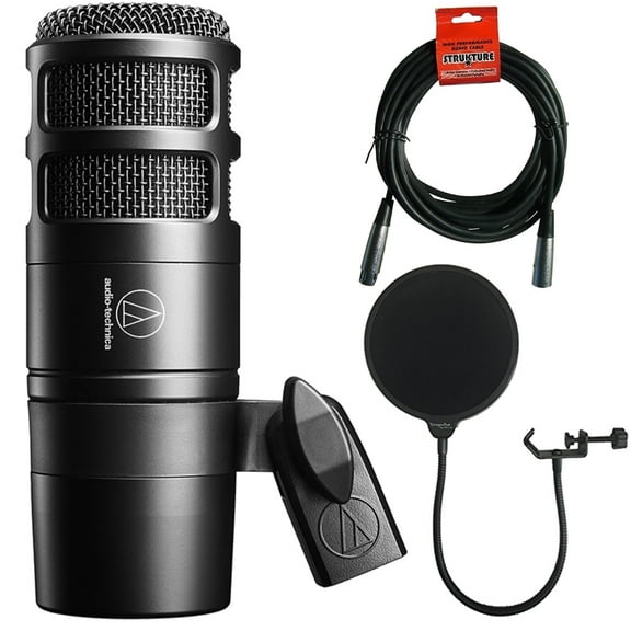 Audio-Technica AT2040 Hypercardioid Dynamic Microphone Bundle with Pop Filter + 20-Ft XLR Microphone Cable (3 Items)