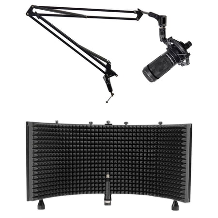Audio Technica AT2050 Studio Condenser Recording Microphone Mic+Boom+Foam Shield