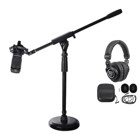 Audio Technica AT2050 Studio Condenser Recording Microphone Mic+Stand+Headphones