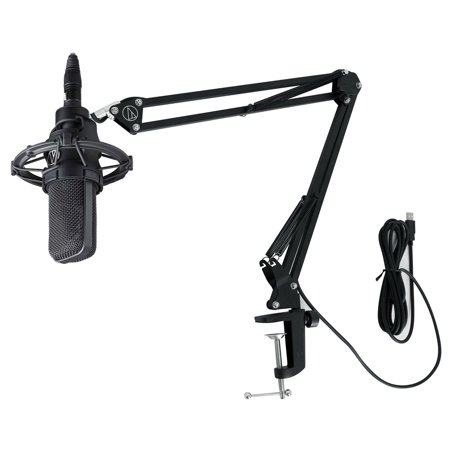 Audio Technica AT4033A Condenser Recording Microphone+Shockmount+Case+Boom Arm