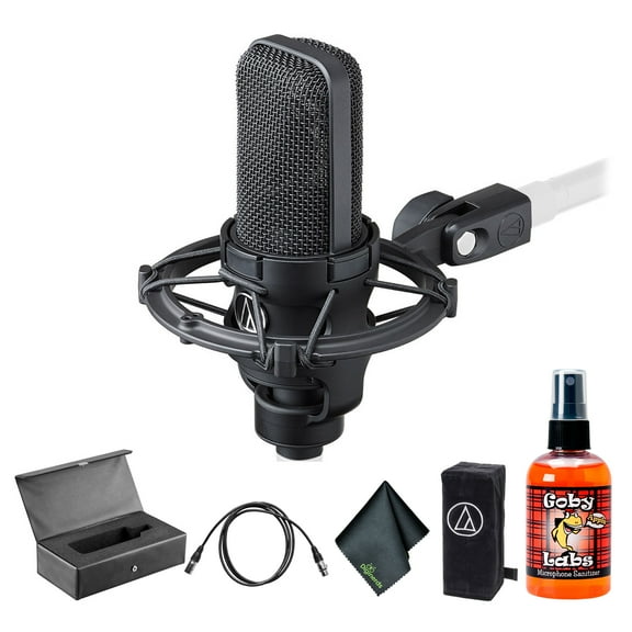 Audio-Technica AT4040 Cardioid Condenser Microphone + Microfiber Cleaning Cloth + Goby Labs Microphone cleaner + 10 Ft XLR Cable