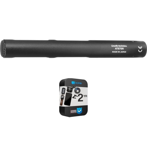 Audio-Technica AT875R Line + Gradient Short Shotgun Condenser Microphone, Black Bundle with 2 YR CPS Extended Warranty