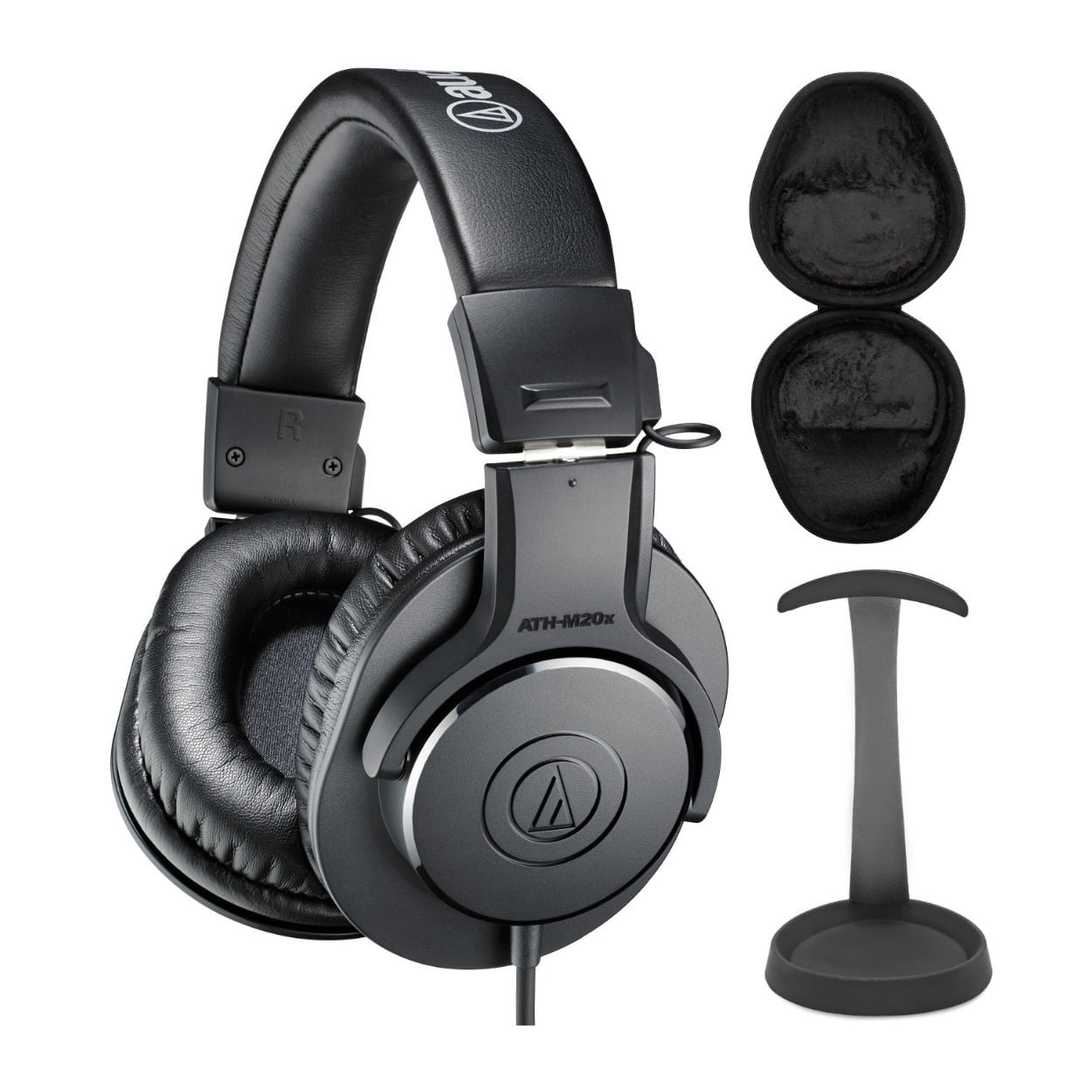 Audio-Technica ATH-M20X Studio Headphones (Black) with Knox Stand and Case