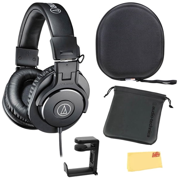 Audio-Technica ATH-M30x Professional Monitor Headphones - Black Bundle w/ Case