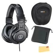 Audio-Technica ATH-M30x Professional Monitor Headphones - Black Bundle with Case, Pouch, and Austin Bazaar Polishing Cloth