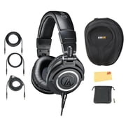 Audio-Technica ATH-M50x Professional Monitor Headphones - Black Bundle with Case, Pouch, and Austin Bazaar Polishing Cloth