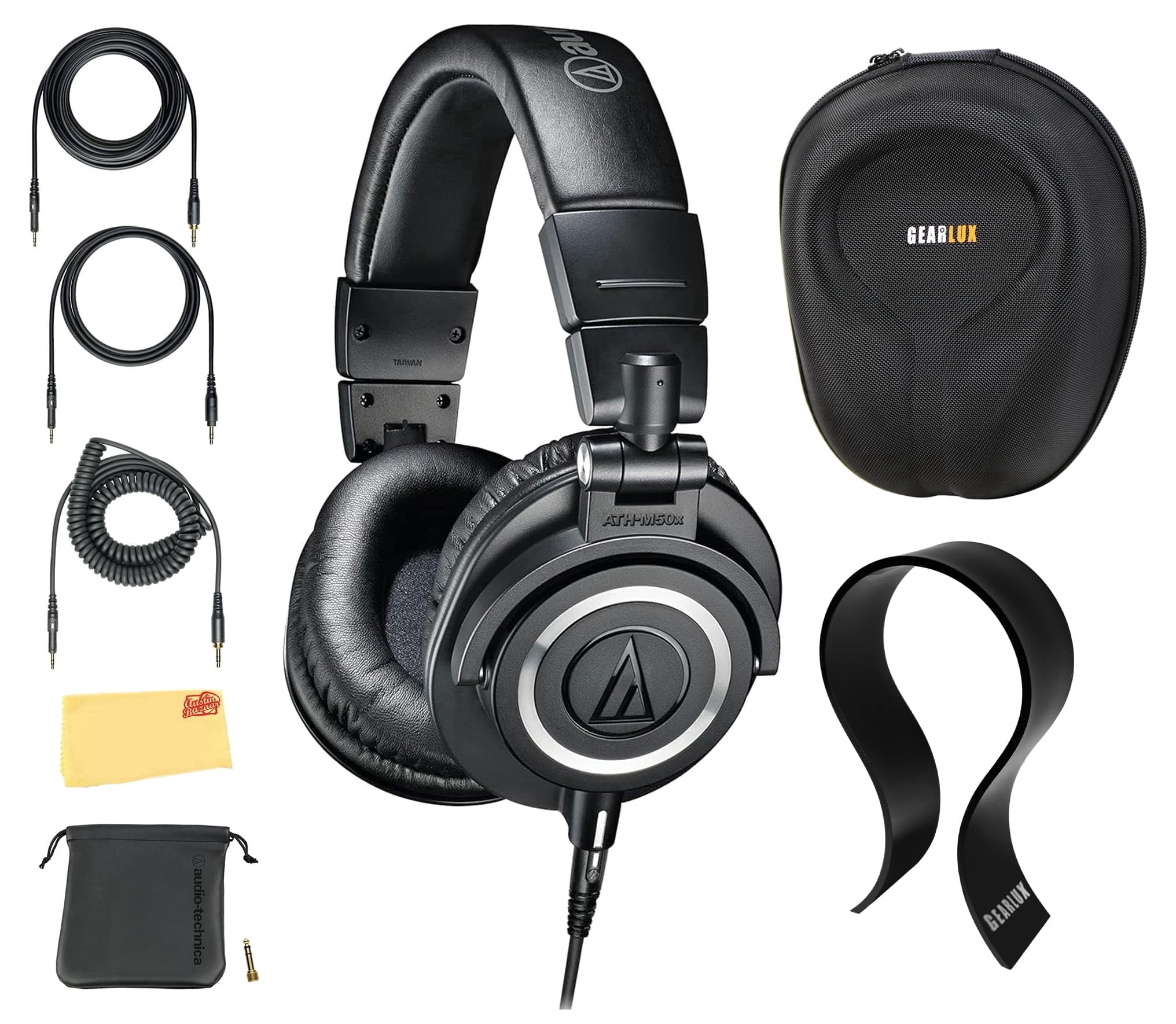 Audio-Technica ATH-M50x Professional Monitor Headphones - Black Bundle w/ Case