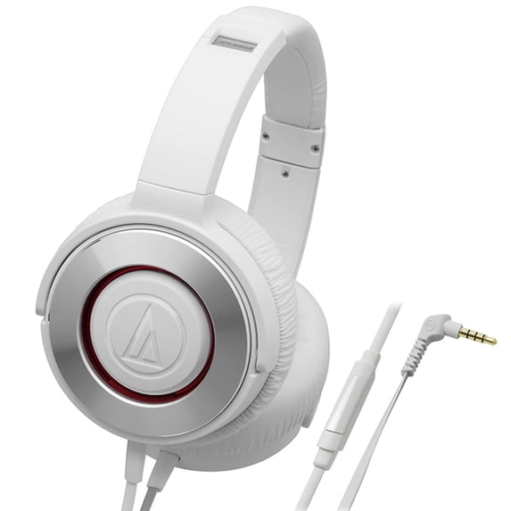 Audio-Technica - ATH-WS550iS White - Solid Bass with In-Line volume Controls