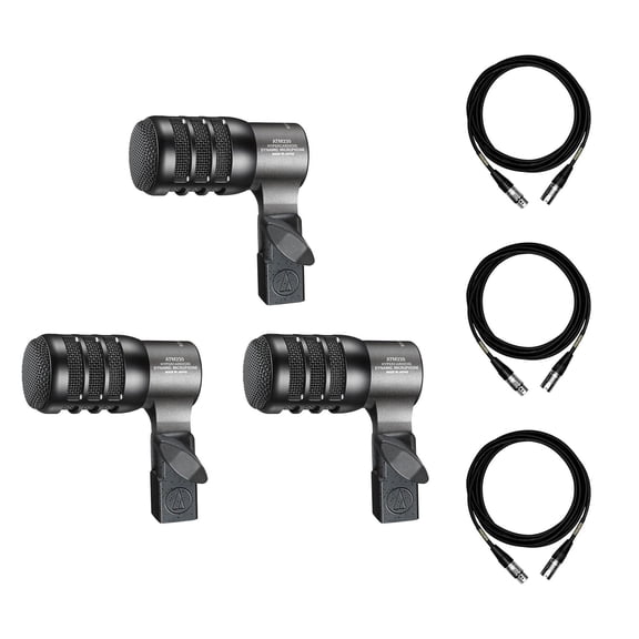 Audio-Technica ATM230PK Microphone 3-Pack w/ 3 Mogami XLR Cables Bundle