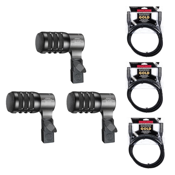 Audio-Technica ATM230PK Microphone 3-Pack w/ Mogami Gold Studio Cables Bundle