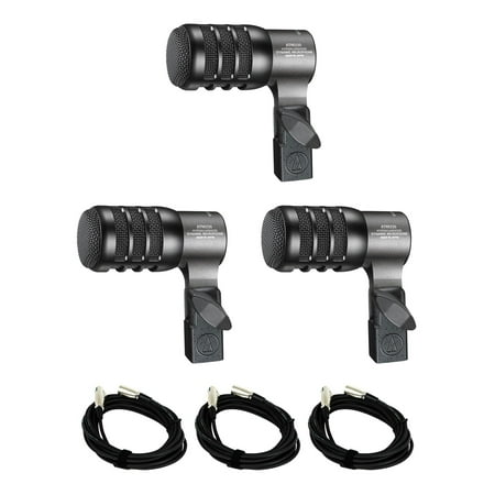 Audio-Technica ATM230PK Microphone Three Pack Bundle with Mounts & Mic Cables
