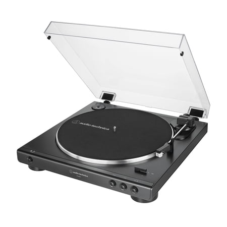 Audio-Technica At-LP60X-BW Fully Automatic Belt-Drive Stereo Turntable, Hi-Fi, 2 Speed, Dust Cover, Anti-Resonance, Die-Cast Aluminum Platter Brown