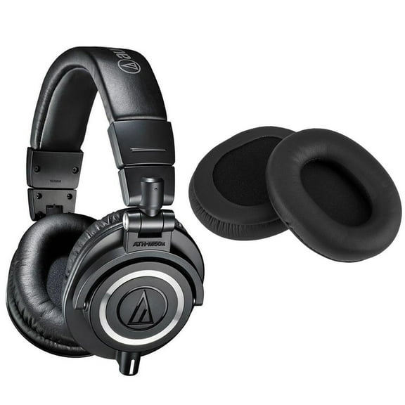 Audio-Technica Audio-Technica ATH-M50X Professional Studio Monitor Headphones, Black, Professional Grade, Critically Acclaimed, with Detachable Cable - With H&A High Frequency Leather Earpads