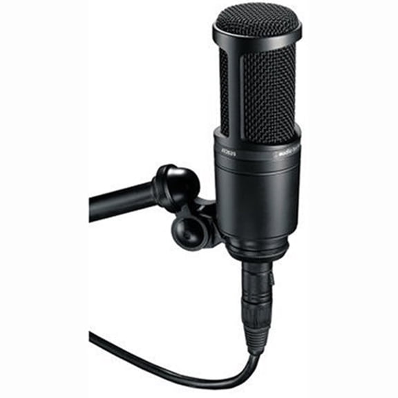 Audio-Technica AT2020 Side Address Cardioid Condenser Studio XLR Microphone, Black