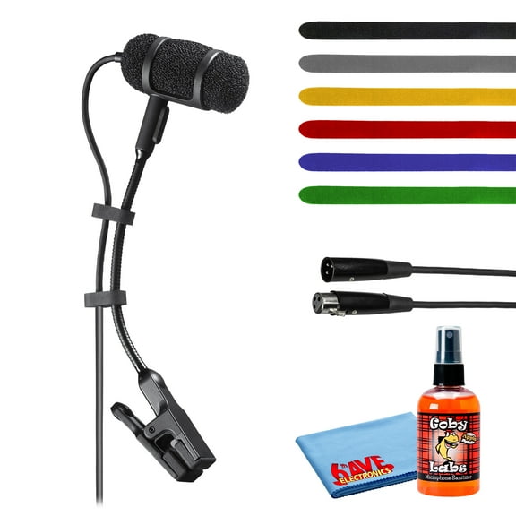 Audio-Technica Pro 35 Cardioid Condenser Instrument Microphone with XLR Cable, Wire Ties & Goby Labs Cleaner
