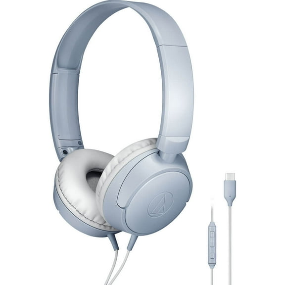 Audio Technica ATHS120CGY USB-C On-Ear Wired Headphones - Blue-Gray