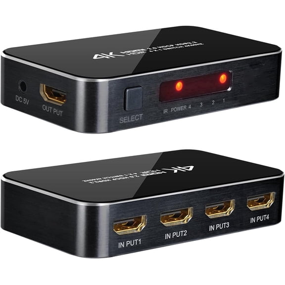 HDMI Switch 4 in 1 Out 4K@60Hz Switcher with Remote, HDCP 2.2, HDR10+, Dolby Vision, Atmos, 18Gbps, CEC for Apple TV, Game Consoles, Computers, PS4/5, Xbox