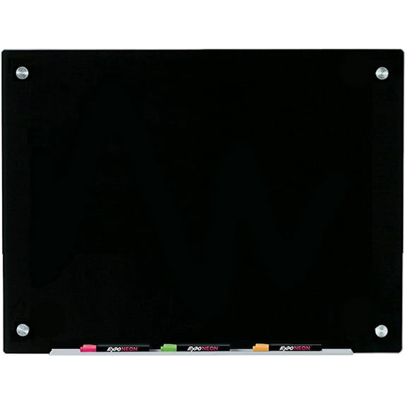 Audio-Visual Direct Glass Dry-Erase Whiteboard Set - 18" x 24" - (Non-Magnetic, Black)