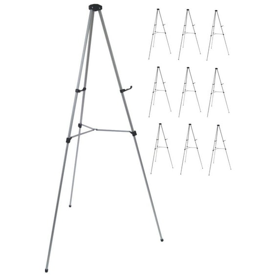 Audio-Visual Direct Lightweight Aluminum Telescoping Display Easel, 70 Inches, Silver (10 Pack)