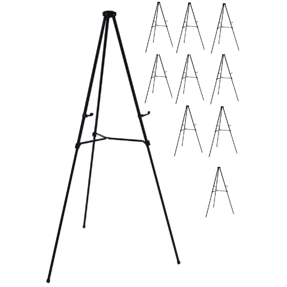 Audio-Visual Direct Lightweight Aluminum Telescoping Display Easel, 70 inches, Black (10 Pack)