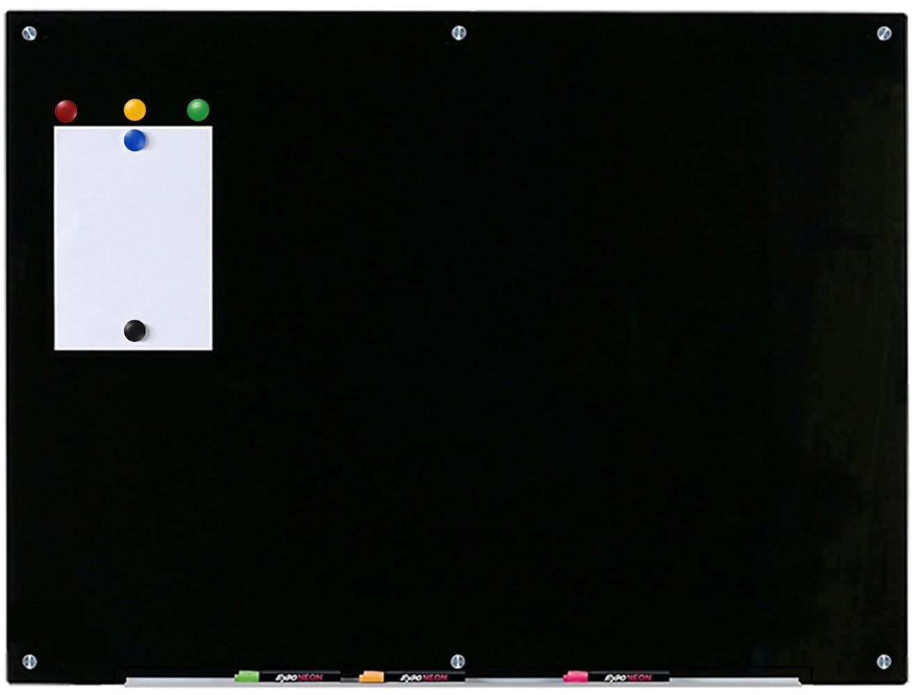 Magnetic Black Tempered Glass Dry-Erase Board with Tray - 36" x 48"