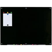 Audio-Visual Direct Magnetic Black Glass Dry-Erase Board Set - 36" x 48" - Includes Magnets, Hardware & Marker Tray