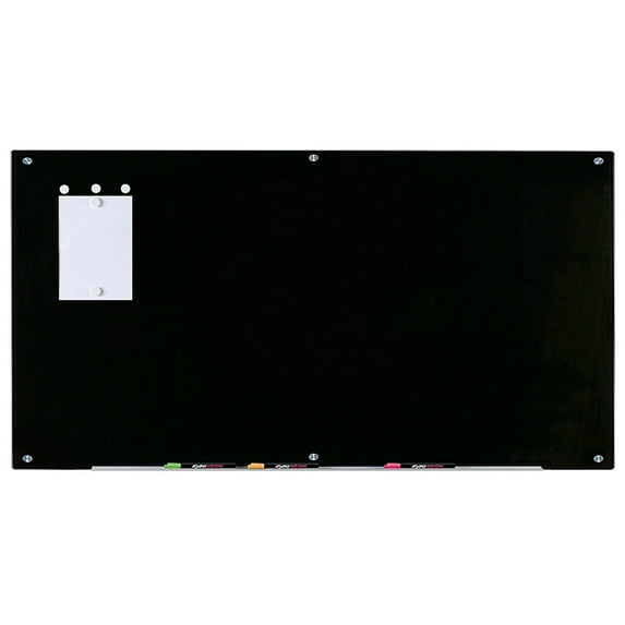 Audio-Visual Direct Magnetic Black Glass Dry-Erase Board Set - 8' x 4' - Includes Magnets, Hardware & Marker Tray