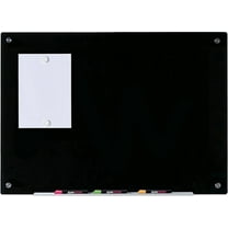 Audio-Visual Direct Magnetic Black Glass Dry-Erase Whiteboard Set with 2 Magnets - 24" H x 36" L -