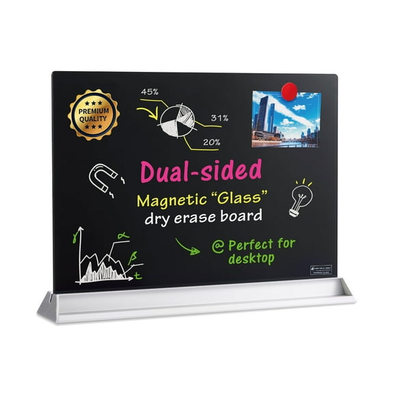 Audio-Visual Direct Magnetic Desktop Memo White Board for Reception & Office (Divider, Black)