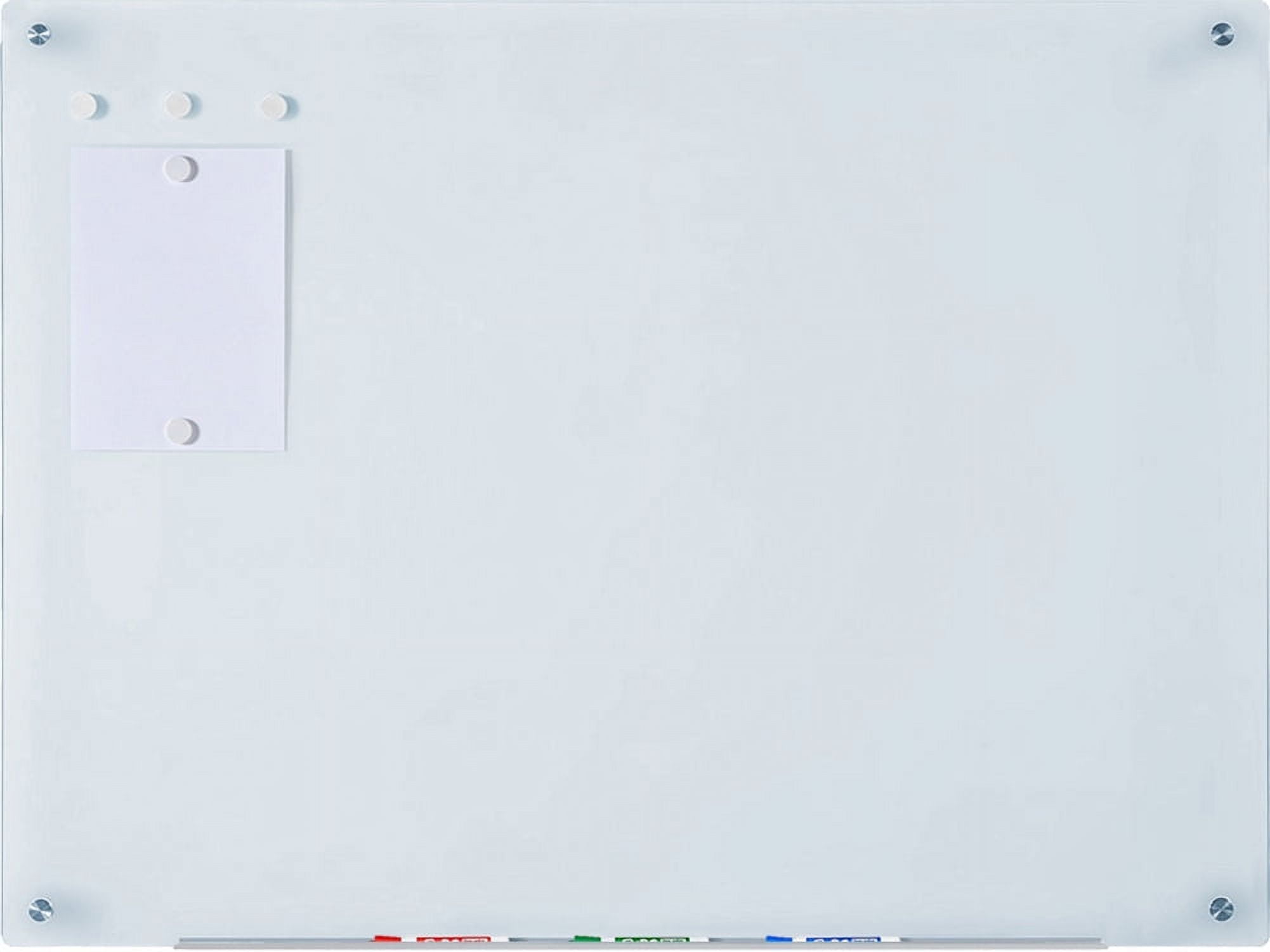 White Magnetic Tempered Glass Dry-Erase Board 48" x 36"