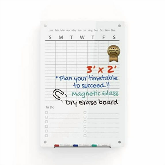 Audio-Visual Direct Magnetic Weekly Planner Dry-Erase Board for Wall - 24" x 36" - (to Do List, White)