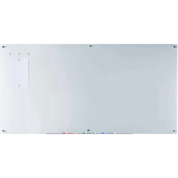 Audio-Visual Direct Magnetic White Glass Dry-Erase Board Set - 8' x 4' - Includes Magnets, Hardware & Marker Tray