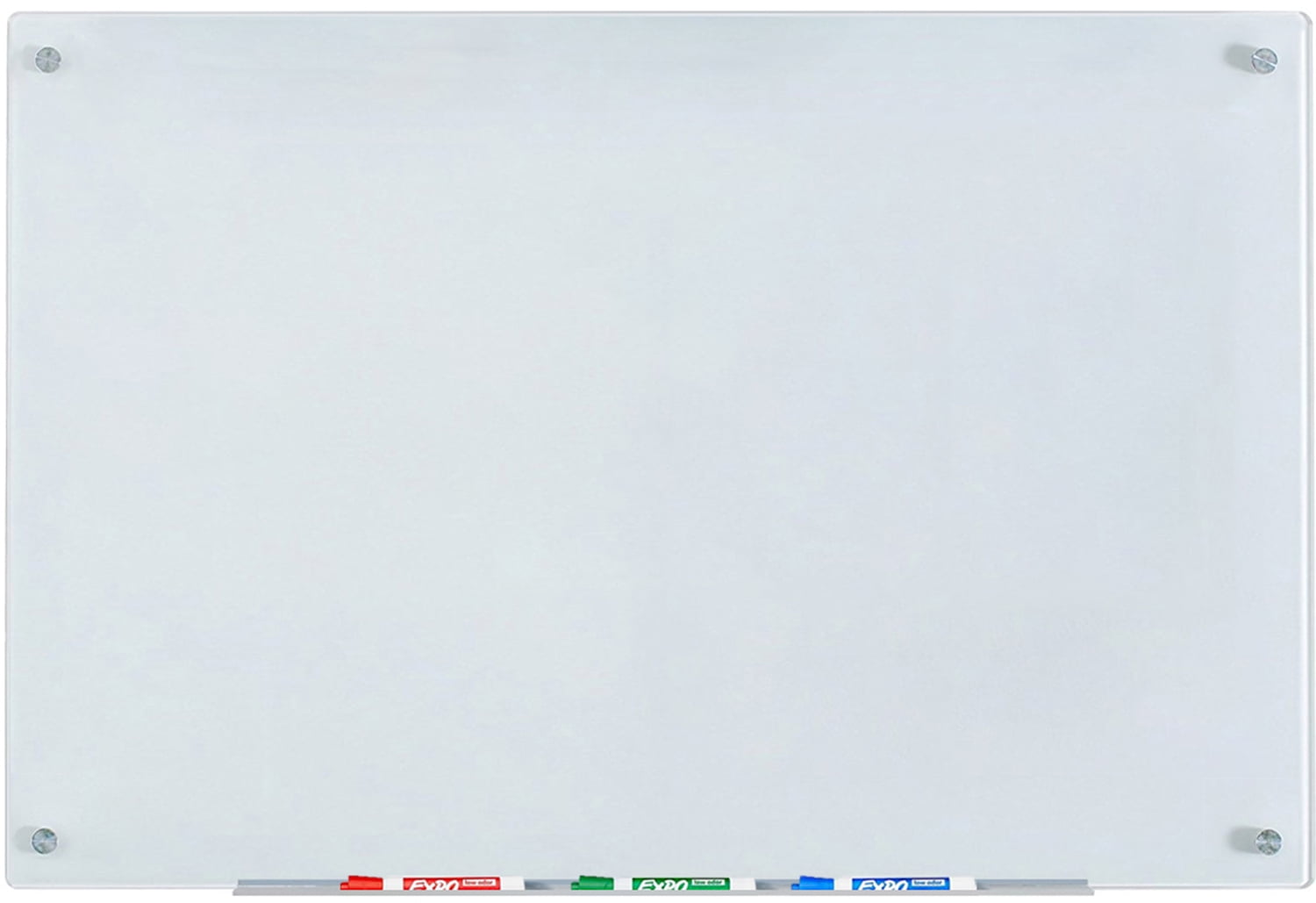 White Tempered Glass Dry-Erase Board with Aluminum Tray, 24" x 36"