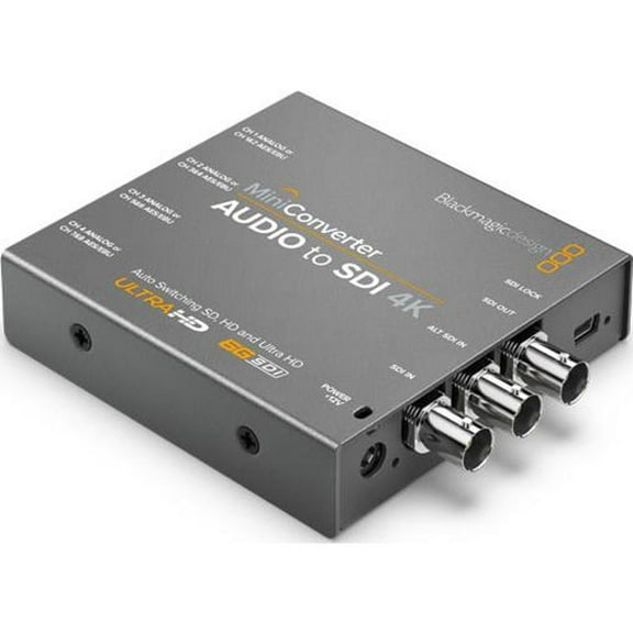 Blackmagic Design Audio to SDI 4K Mini Converter, 4096x2160p 30 Format Support, 4:2:2, 4:4:4 Video/48kHz, 24 Bit Audio Sampling Rate