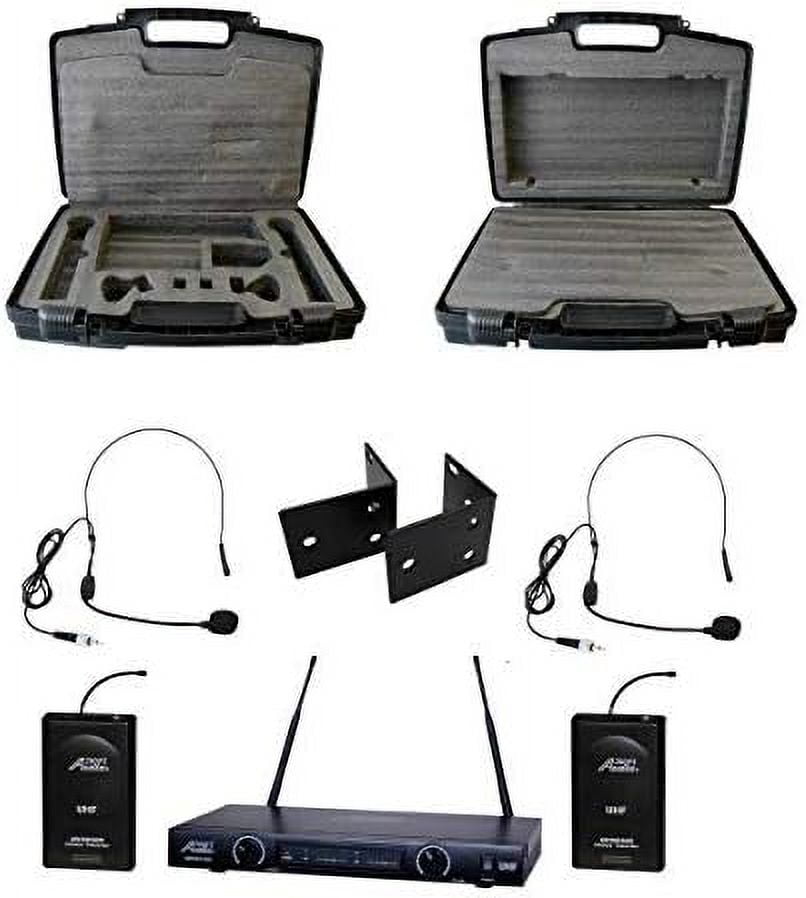 Audio2000'S S6012UH Dual Channel Wireless System with Two Wireless Headset Microphones and a Hard PVC Carrying Case