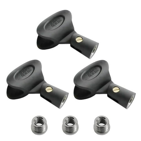 Audio2000's AMC4182 Soft Plastic Wireless Microphone Holder with 5/8" Male to 3/8" Female Adapter (3 Pack)