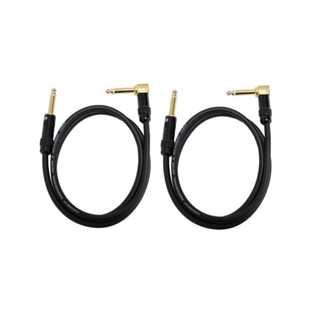 Audio2000's C28006P2 6 Ft 1/4" TS Right Angle To 1/4" TS Cable (2 Pack)