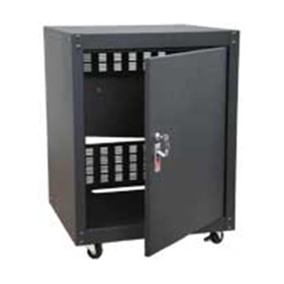 Audio2000s AST4611 Steel Equipment Stand and Rack with Doors Locks and Heavy-Duty Casters