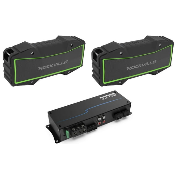 AudioControl ACM-4.300 Micro 300 Watt 4 Channel Amplifier+(2) Bluetooth Speakers