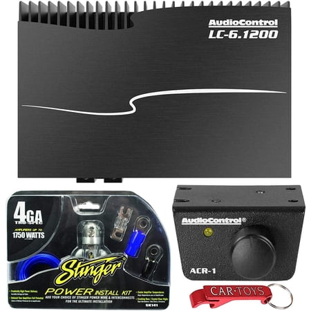 AudioControl LC-6.1200 125W x 6 Channel Amp with 8-Gauge Stinger Amplifier Kit and ACR-1 Remote Bundle. Class D Car Amp, 400 Watts RMS x 3 Bridged at 4 Ohms, AccuBASS, GTO, Drives Speakers and Subs