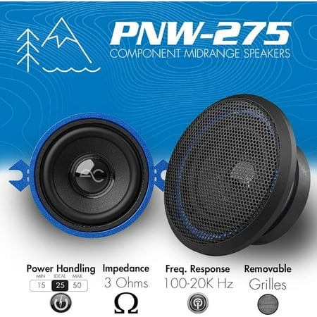 AudioControl - PNW Series 2.75” High-Fidelity Component Speakers (Pair) - Black/Blue