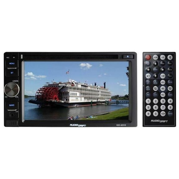 AudioDrift 6.2 in. Double DIN DVD Fixed Face Touchscreen Receiver with Bluetooth USB-SD Inputs & REM