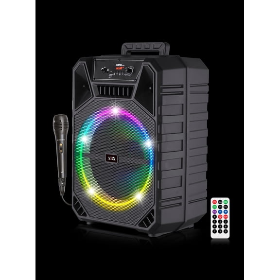 Audiobox ABX-1220R Groovestar 12 Portable Party Speaker with Wired Microphone, Bluetooth, FM Radio, USB, AUX, WaveSync Technology, LED Light Show, Karaoke Ready