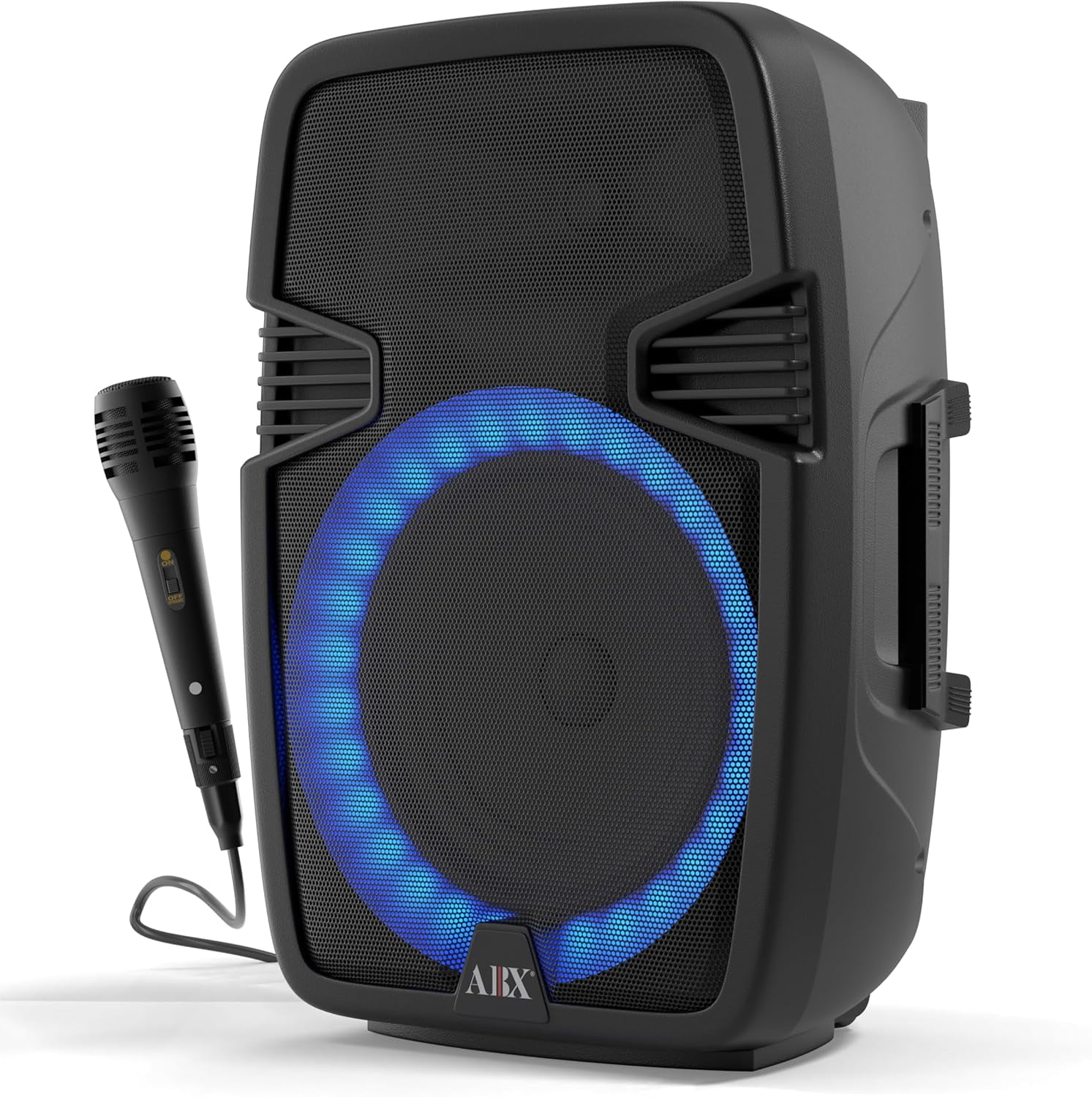 Audiobox ABX-160R 15-Inch Portable Bluetooth PA Speaker System with Karaoke Wired Microphone, Multi-Color Party Lights & Powerful Sound - Ideal for Parties, Public Announcements & Sing-Alongs