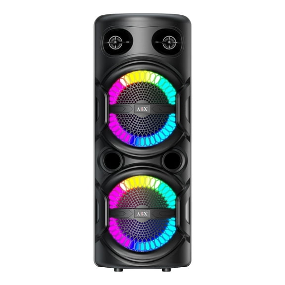 Audiobox Portable Bluetooth Speaker  Dual 8 Woofers, LED Ring Lights, Mic Input, Rechargeable Battery  Loud Bass, Fun Lights, Perfect for Kids Parties, Beach, Pool & Karaoke