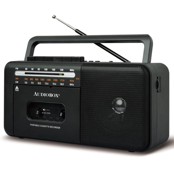 Audiobox RXC-15RBT Retro Rechargeable Bluetooth Radio and Cassette Player - Black