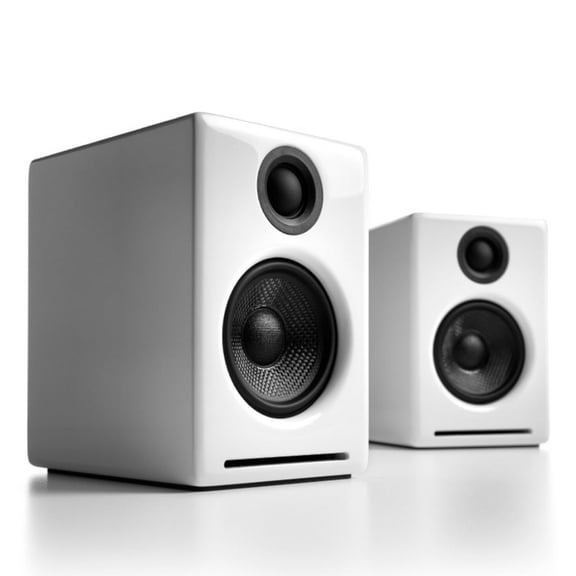 Audioengine A2 24 Bit Hires aptX Home Stereo PC Bookshelf Speakers with Bluetooth and Dome Tweeters - White